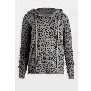 Nili Lotan Janie Cloud Grey Leopard Hoodies Size Large NWT